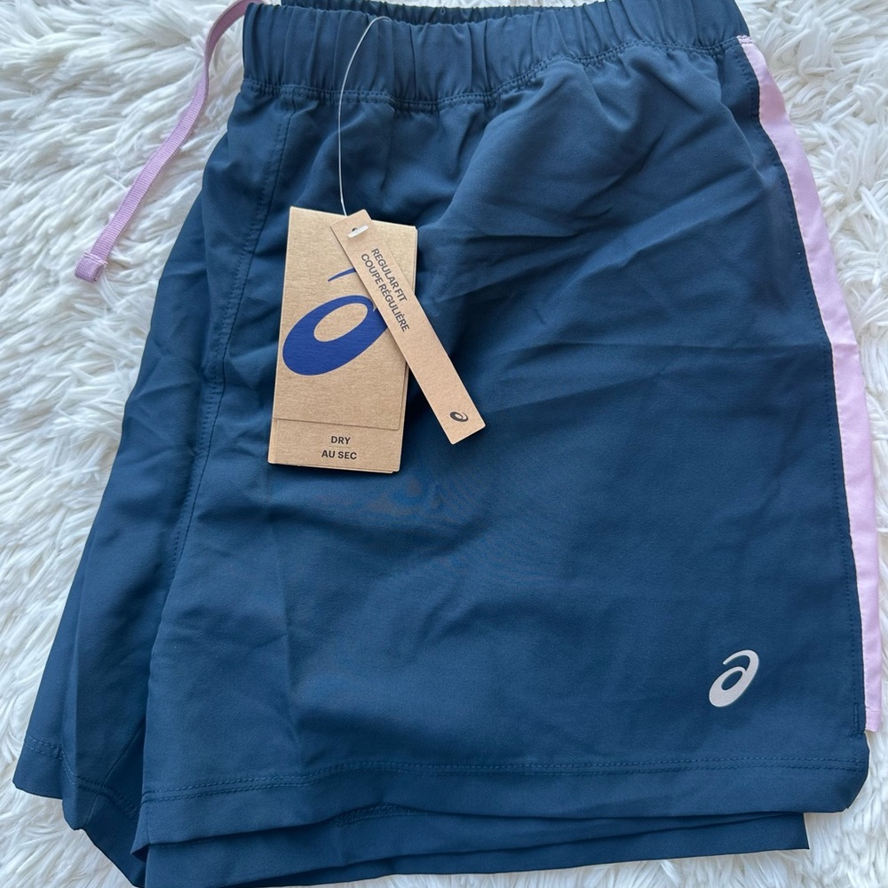 Asics Ready Set 3 Inch Shorts Regular Fit Blue Womens Size Small NWT